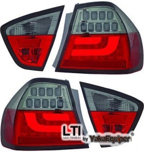 2 BMW Serie 3 E90 05-08 rear lights - LTI - Smoked - Red