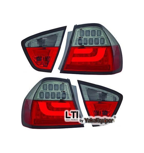 2 BMW Serie 3 E90 05-08 rear lights - LTI - Smoked - Red