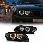 2 Phares avant angel eyes jaune - BMW E46 coupe cab 03-06 - Noir 2 Phares avant angel eyes jaune - BMW E46 coupe cab 03-06 - Noir