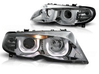 2 fari anteriori anteriori BMW 3D LED E46 Angel Eyes berlina - cromati