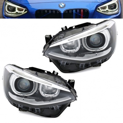 2 Phares BMW Serie 1 F20 Angel Eyes look xenon LED V2 phase 1 - replique -  YakaEquiper.com