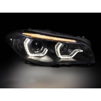 2 BMW Série 5 F10 F11 Olhos de anjo LED 10-13 faróis de xenônio Aparência icônica - preto