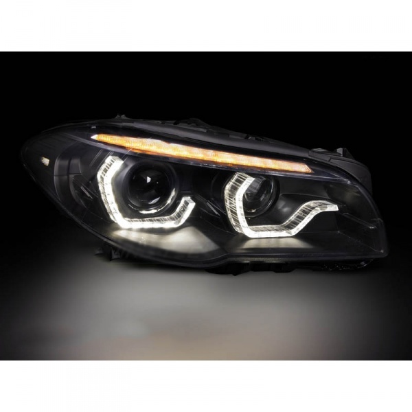 2 BMW Serie 5 F10 F11 Angel Eyes LED 10-13 xenon headlights Iconic look - Black