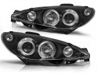 2 Headlights Peugeot 206 Angel Eyes H7 02-07 - Black