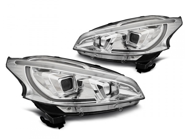 2 Faros LED Peugeot 208 LTI con aspecto de xenón - Cromados