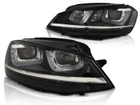 2 VW Golf 7 front headlights - 3D Dynamic LED DEPO - Black