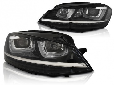 2 Phares avant VW Golf 7 - 3D LED Dynamique DEPO - Noir