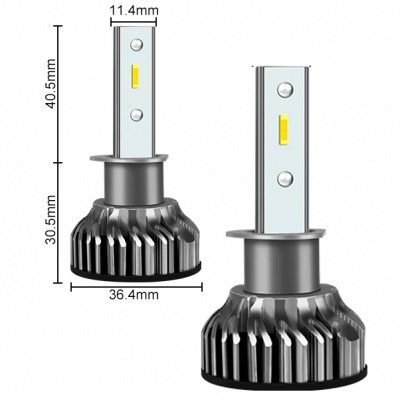 2 bombillas LED H1 ventiladas cortas 10000lumens 6000K - Blanco puro 