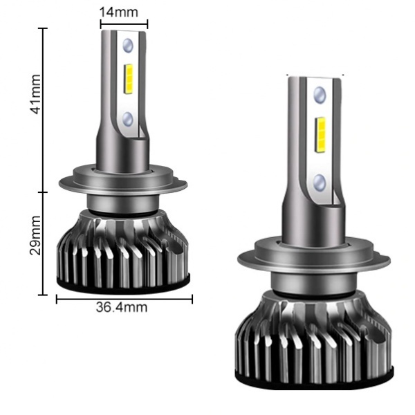 2 kurz belüftete H7-LED-Lampen 10000 Lumen 6000K - Reinweiß