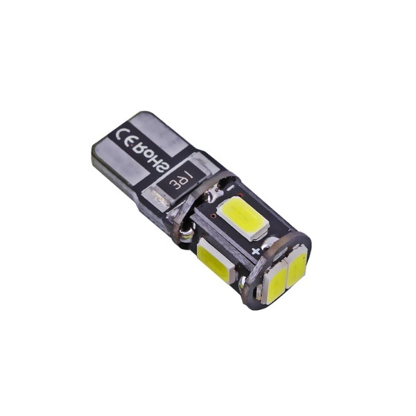 T10 LED-lamp 3D 5 SMD- Anti OBD-fout - basis W5W - zuiver wit