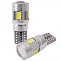 Lâmpada LED T10 3D 6 SMD - Anti Erro OBD - Base W5W - Branco puro