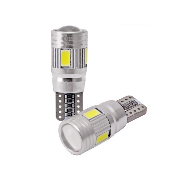 T10 LED-lamp 3D 6 SMD- Anti OBD-fout - basis W5W - zuiver wit