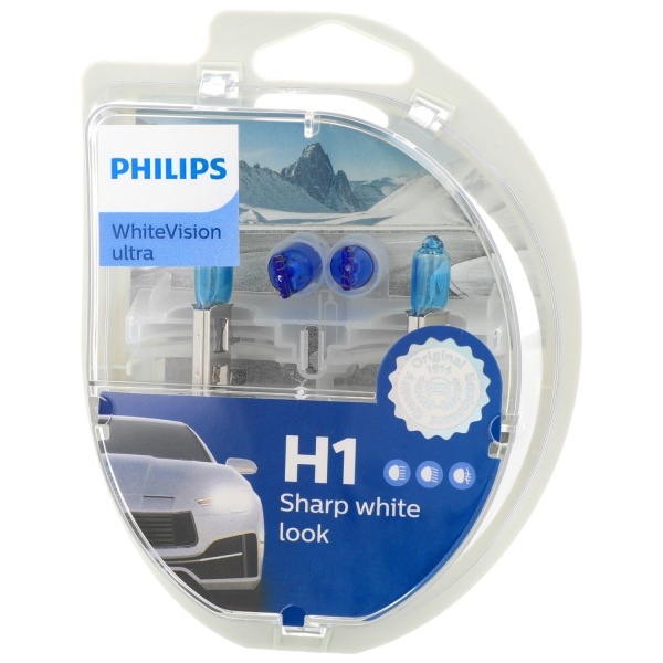 Pack 2 bombillas Philips H1 White Vision Ultra 12258WVUSM +2 W5W