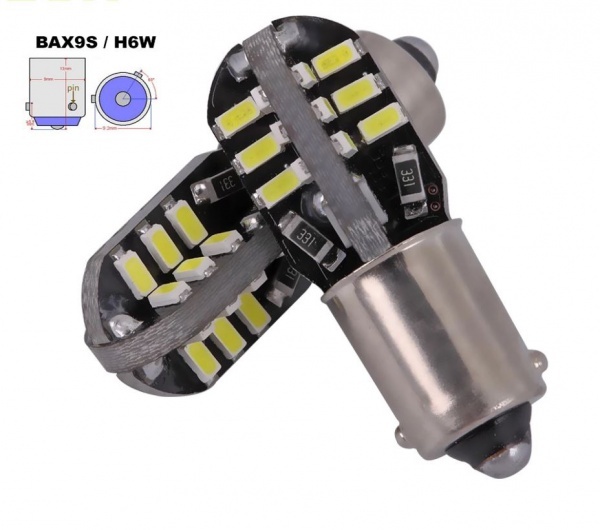 Bombilla H6W 36 LED 3D 3014 - Error anti OBD - Base BA9XS - Blanco puro