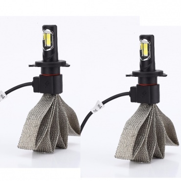 2 Ampoules LED phares H4-bi 8000lm 72W Canbus avec tresse - Blanc