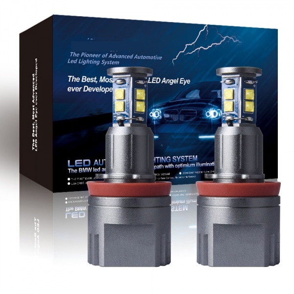 Packung 80 Watt LED-Lampenringe H8 LUXE V5 Engelsaugen BMW E63 bis E93 X1 X5 X6 - Weiß