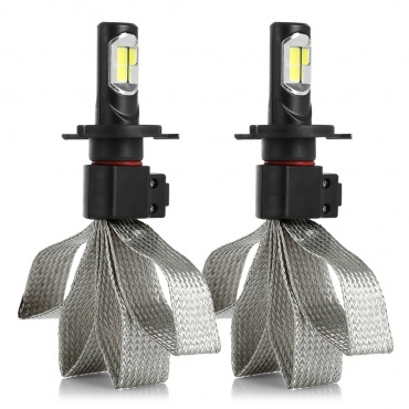 2 Ampoules LED phares H7 8000lm 72W tresse - Blanc