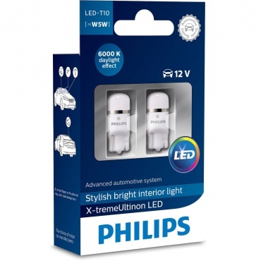 Pack 2 Ampoules T10 Philips X-treme Ultinon LED 6000K - W5W