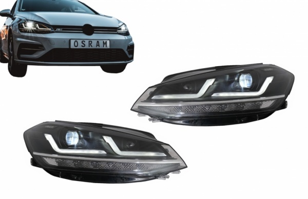 2 VW Golf 7.5 phase 2 front headlights - fullLED - Black - Dynamic OSRAM