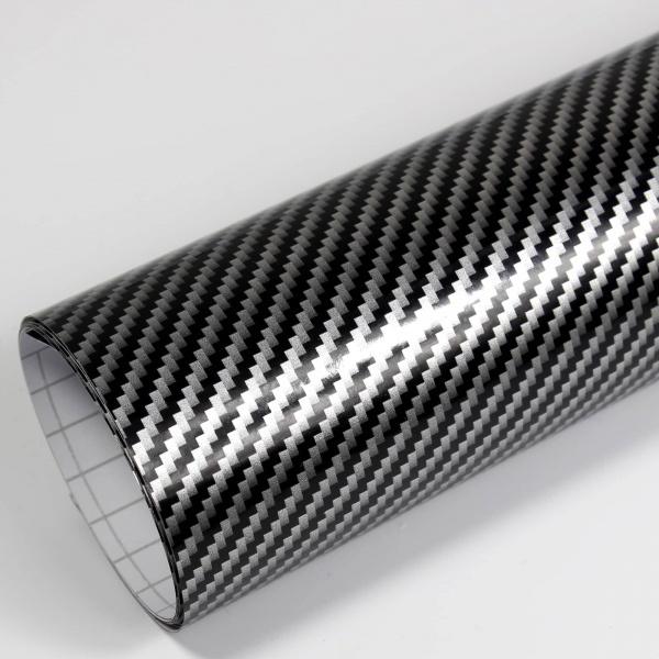 Adesivo de vinil 2D-B carbono preto brilhante por metro / 150 cm