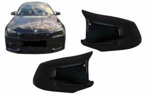 Glanzend zwarte spiegelkappen BMW Serie 5 F10 F11 F18 fase 1