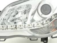 2 VW Polo (9N3) front headlights Devil Eyes LED daytime running lights - Chrome