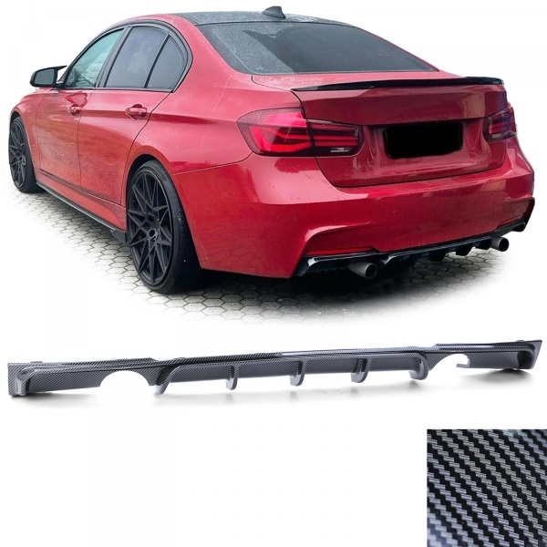 Rear diffuser BMW series 3 F30 F31 double outlet single 335i and 340i carbon look MP