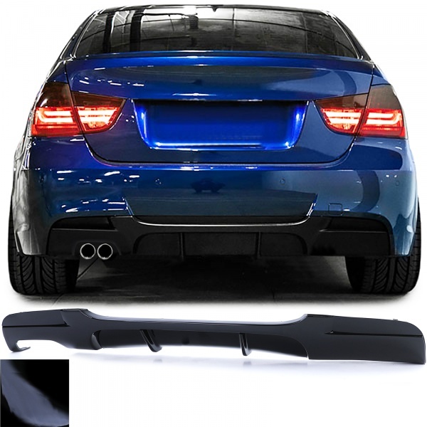 Diffusore posteriore BMW serie 3 E90 doppia uscita sinistro nero lucido MP