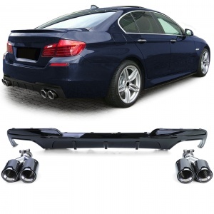 Exhaust Diffuser Kit BMW 5 series F10 F11 - 4 carbon tubes - Glossy