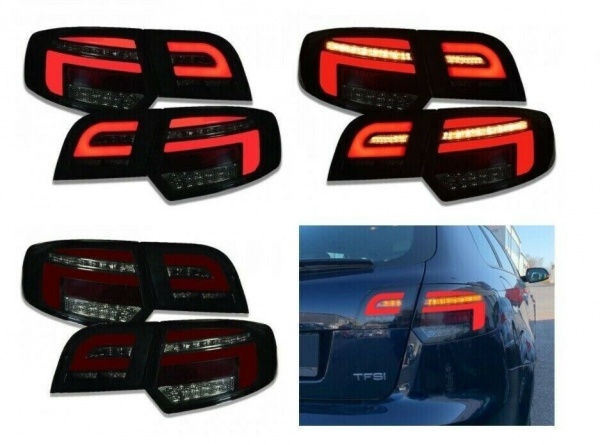 2 AUDI A3 Sportback fullLED Dynamic taillights 03-08 look 8V - Red Black