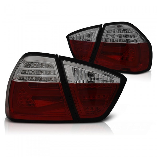 2 BMW Serie 3 E90 05-08 rear lights - LTI - Red / Smoked