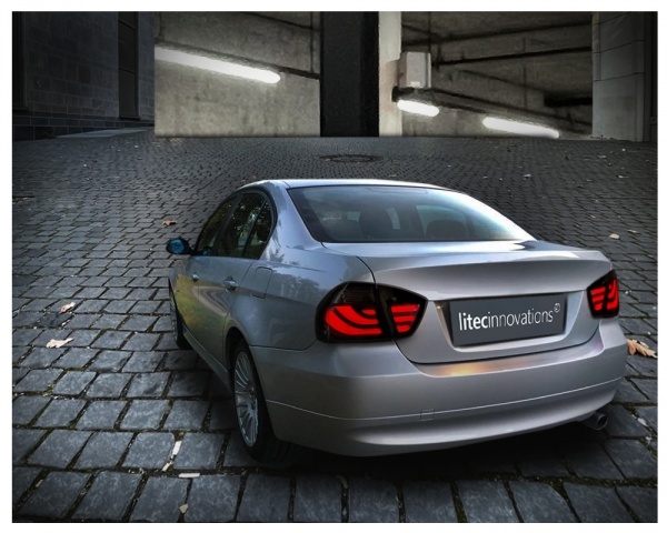 2 BMW Serie 3 E90 05-08 achterlichten - LTI - Zwart
