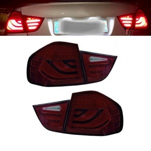 2 BMW 3 Series E90 LCI 09-11 rear lights - LTI - Red Tint
