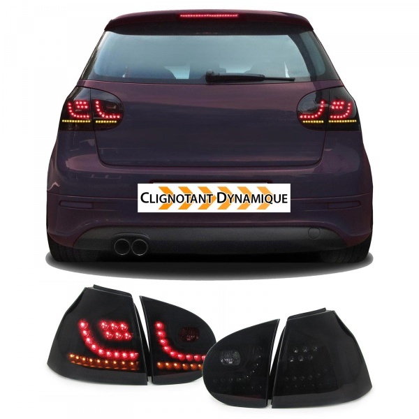 2 VW Golf 5 03-08 dynamic LED rear lights LTI look G6 - Black