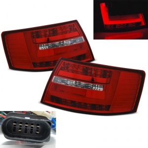 2 AUDI A6 C6 LTI rear lights look facelift 04-08 Red / Clear 7pin