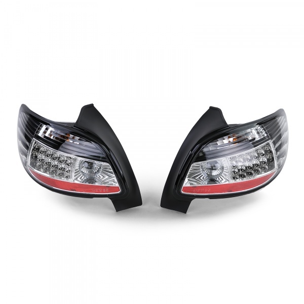 2 lanternas traseiras Peugeot 206 LED - preto claro