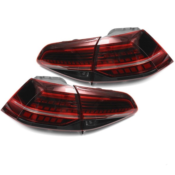 2 fanali posteriori dinamici VW Golf 7 e 7.5 (fase 2) - Look LED R Facelift - Rosso fumo