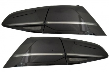 2 Feux arriere dynamiques VW Golf 7 - LED look R facelift - Noir fume