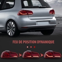 2 VW Golf 6 dynamic rear lights look oled - LED - Smoked red