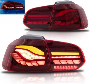 2 Feux arriere VW Golf 6 dynamiques look oled - LED - Rouge fumé