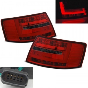 2 AUDI A6 C6 LTI rear lights look facelift 04-08 Red / Smoked 6pin