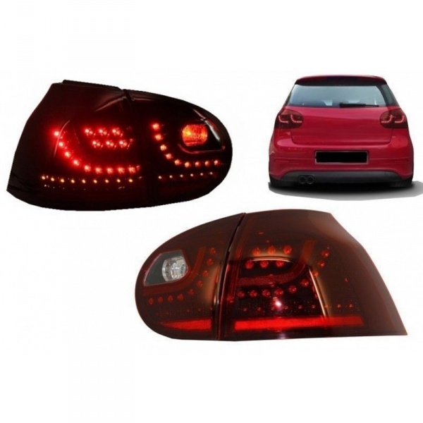 2 VW Golf 5 03-08 Luces traseras LED LTI look G6 - Rojo cereza