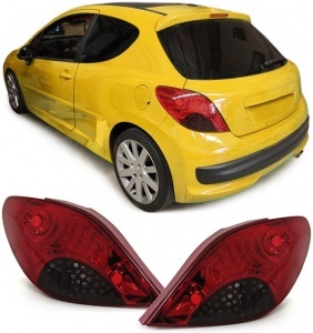 2 Peugeot 207 LED rear lights - Smoked red