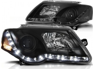 2 Phares avant VW Passat B6 (3C) Devil Eyes LED - Noir