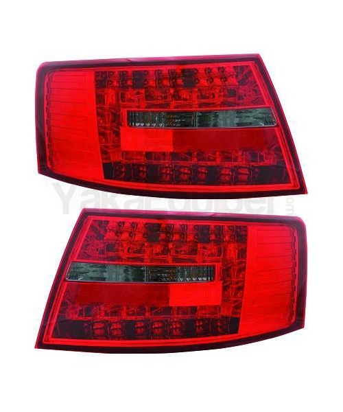 2 luces traseras AUDI A6 (C6 4F) LED 04-08 Rojo / Humo