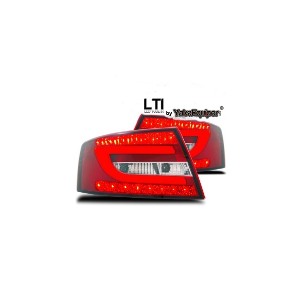 2 luzes traseiras AUDI A6 (C6 4F) LTI 04-08 Vermelho / Transparente 6 pinos