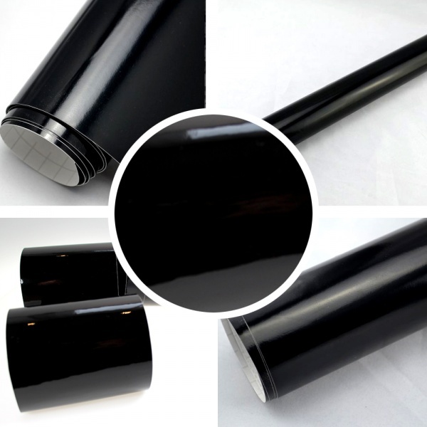 Revestimiento de vinilo adhesivo Negro Alto brillo por metro / 150cm
