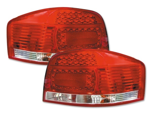 2 luzes traseiras AUDI A3 8P LED 03-07 Vermelho / Transparente