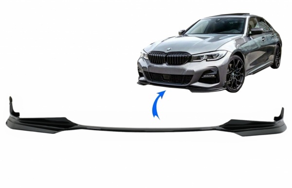 Pára-choque com lâmina de spoiler - BMW Série 3 G20 G21 18-21 - visual mperf - preto brilhante