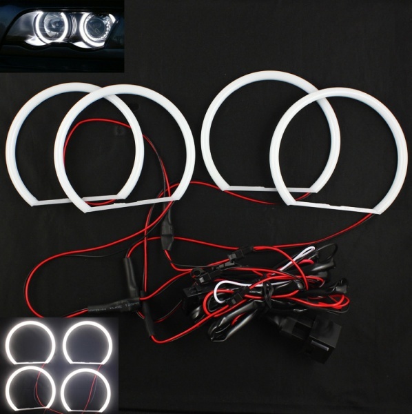 Pack 4 Angel eyes LED cotton rings BMW E46 With Xenon White